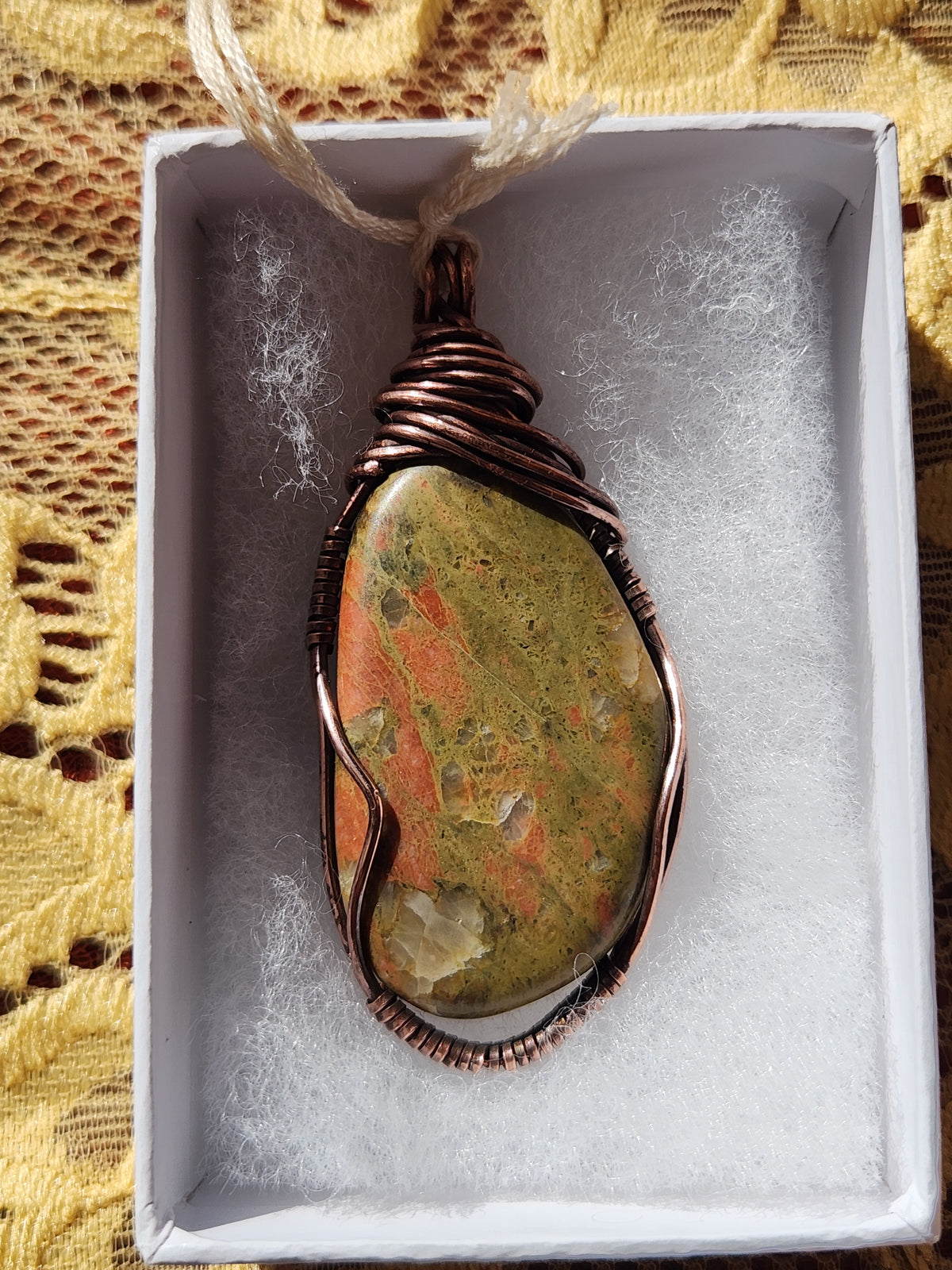 Copper wrapped Michigan Unakite