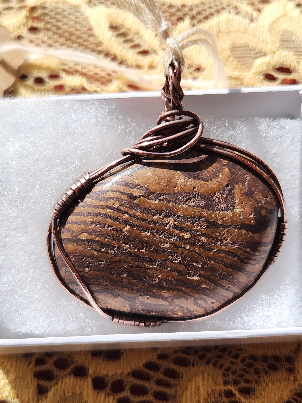 Copper wrapped Lake Superior Jasper