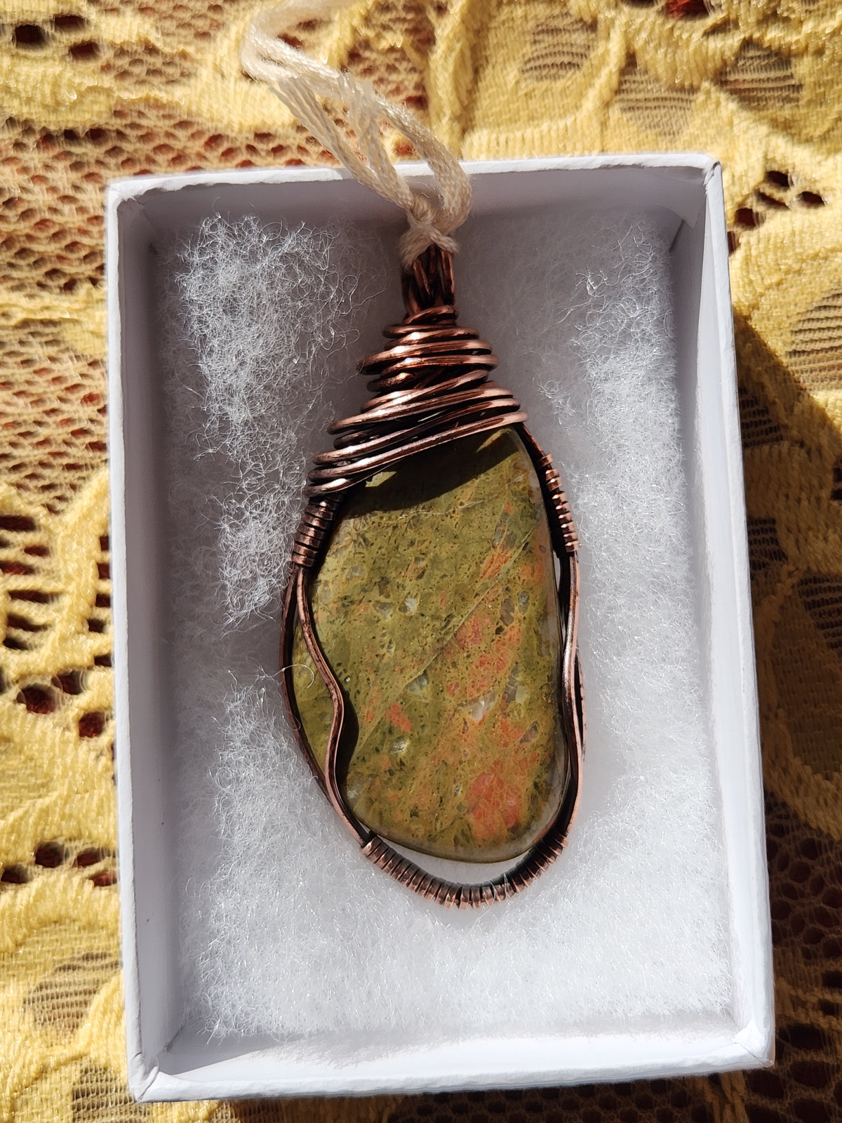 Copper wrapped Michigan Unakite