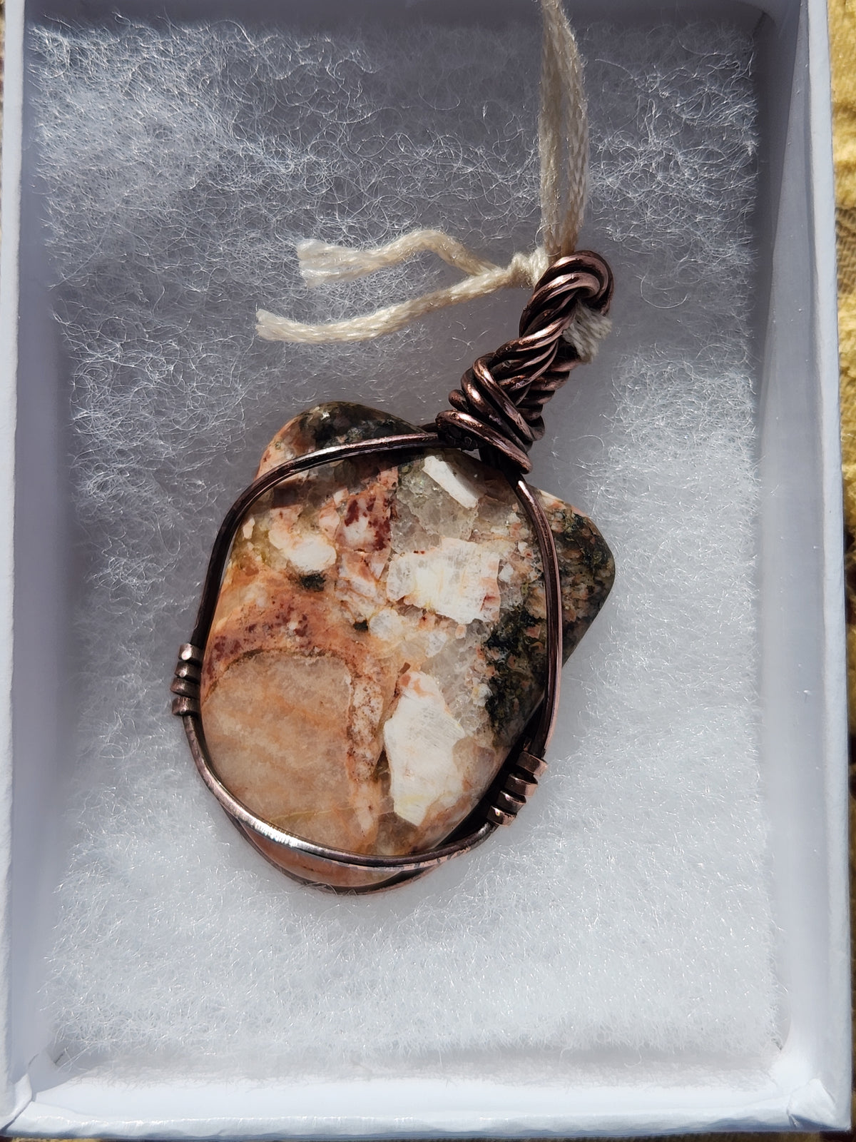 Copper wrapped Quartzite pendant