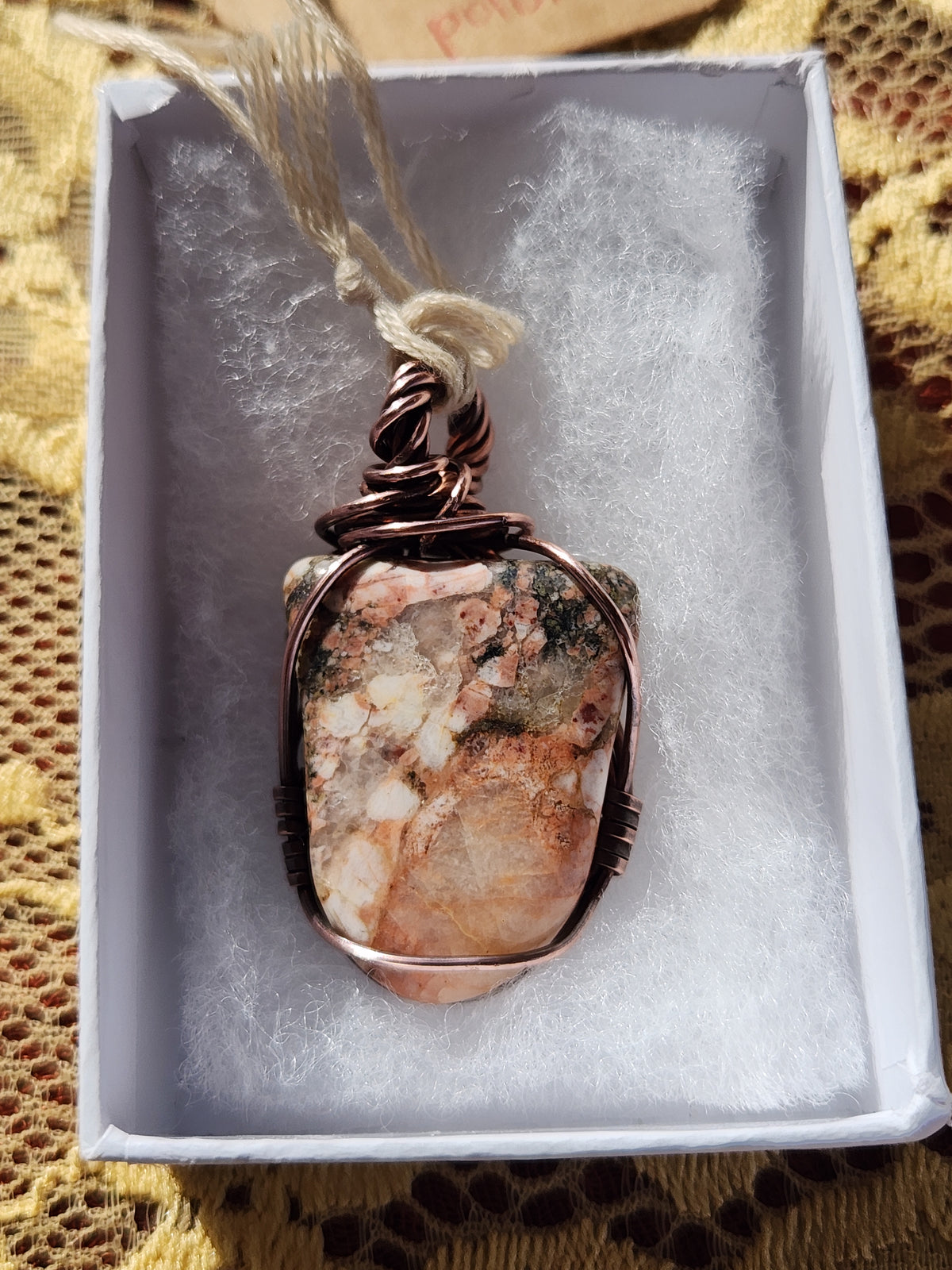 Copper wrapped Quartzite pendant