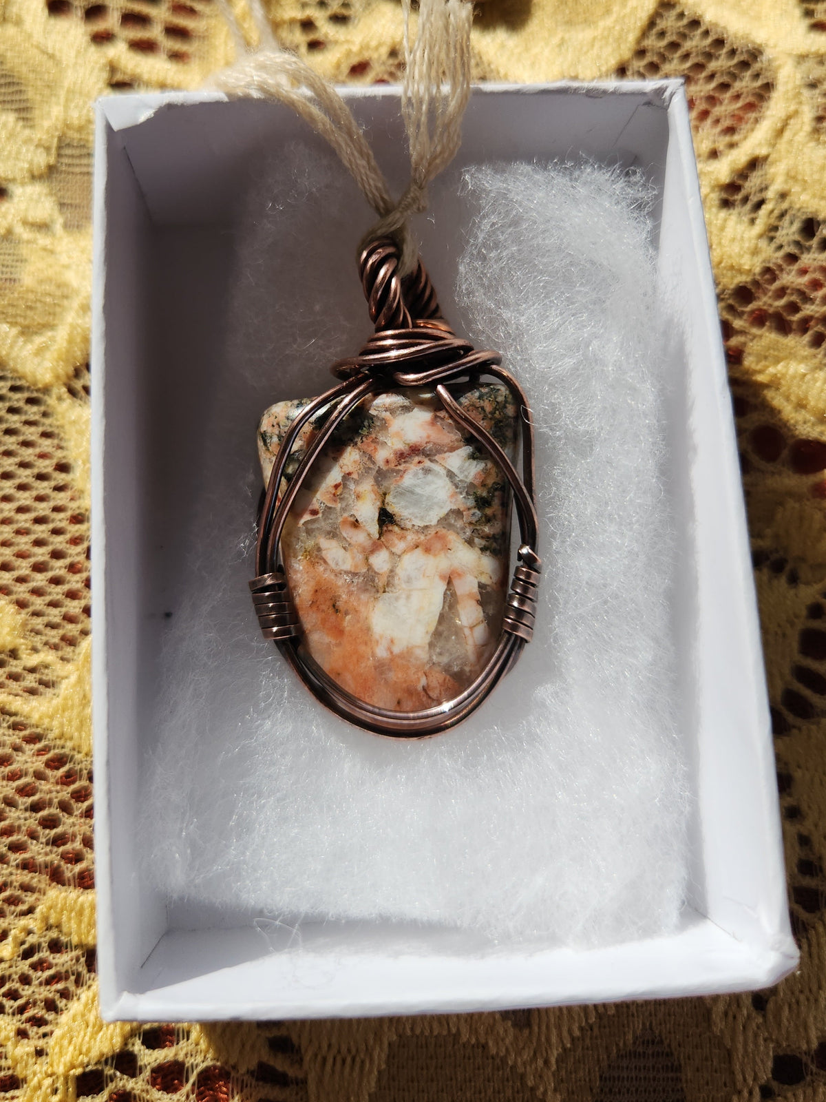 Copper wrapped Quartzite pendant