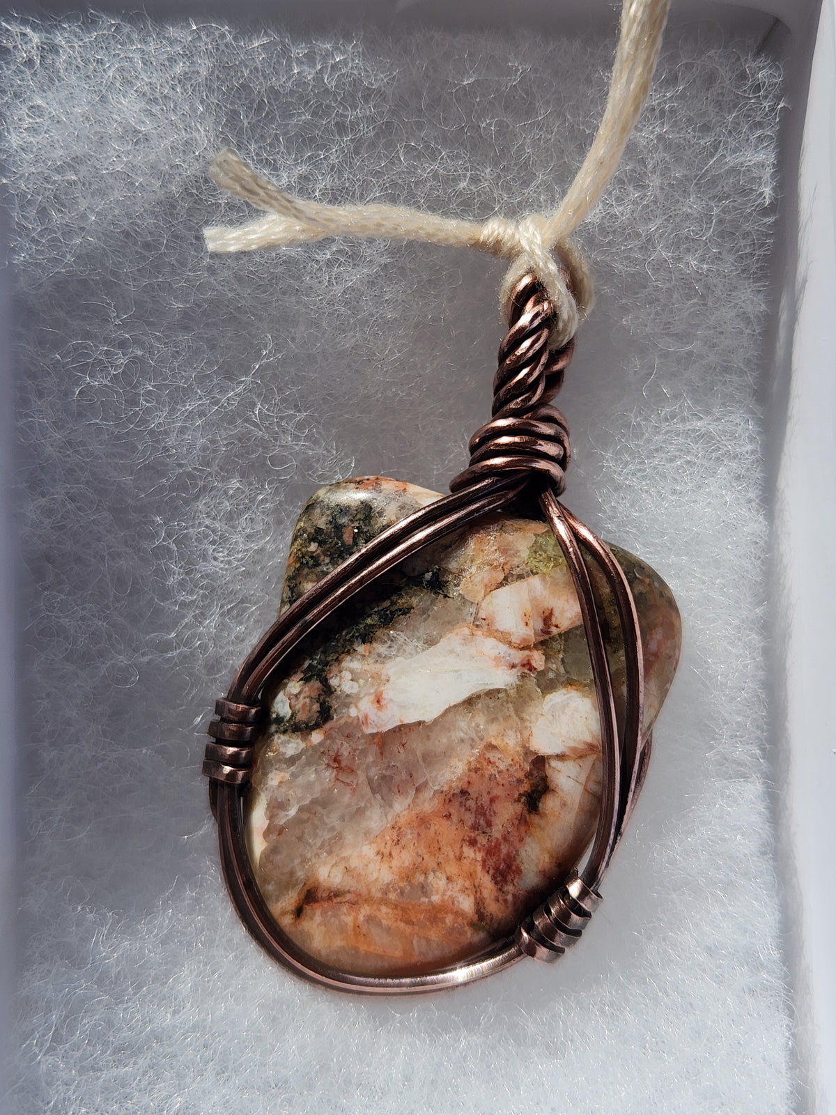 Copper wrapped Quartzite pendant