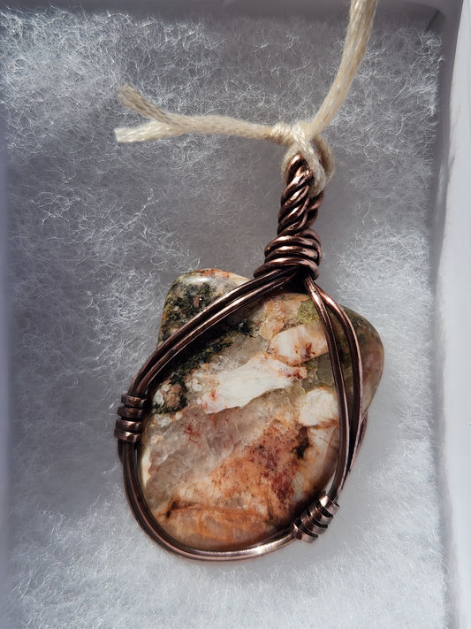 Copper wrapped Quartzite pendant